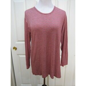 NOBLU RED/GREY STRIPED LONG SLEEVE TEE TOP SIZE 2 = L
